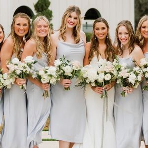 Silver silky dress!! Great for prom/formal events/wear it to a wedding!!